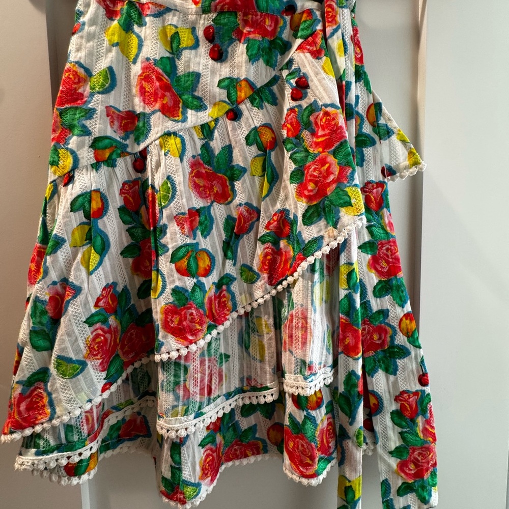 Roller Rabbit Red and Green Wrap Mini Skirt